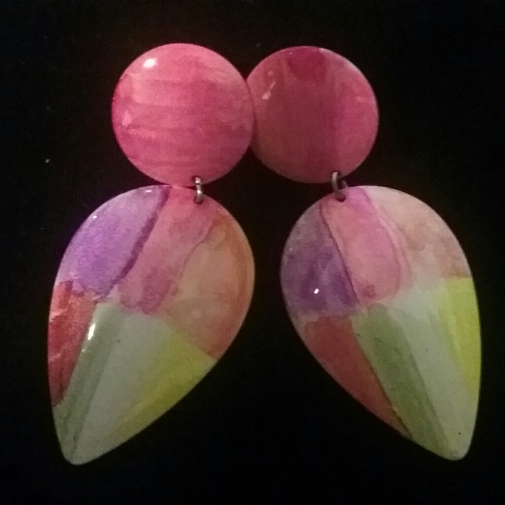 🔥2/$15🔥RAD!💟80s VINTAGE Watercolor Earrings!💟